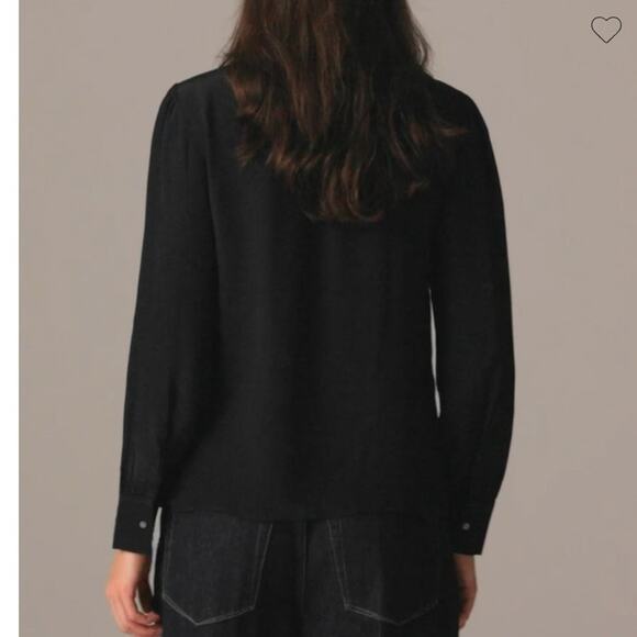 NWT J. Crew Tie-Neck Top In Crepe De Chine Black 6 - Picture 4 of 9